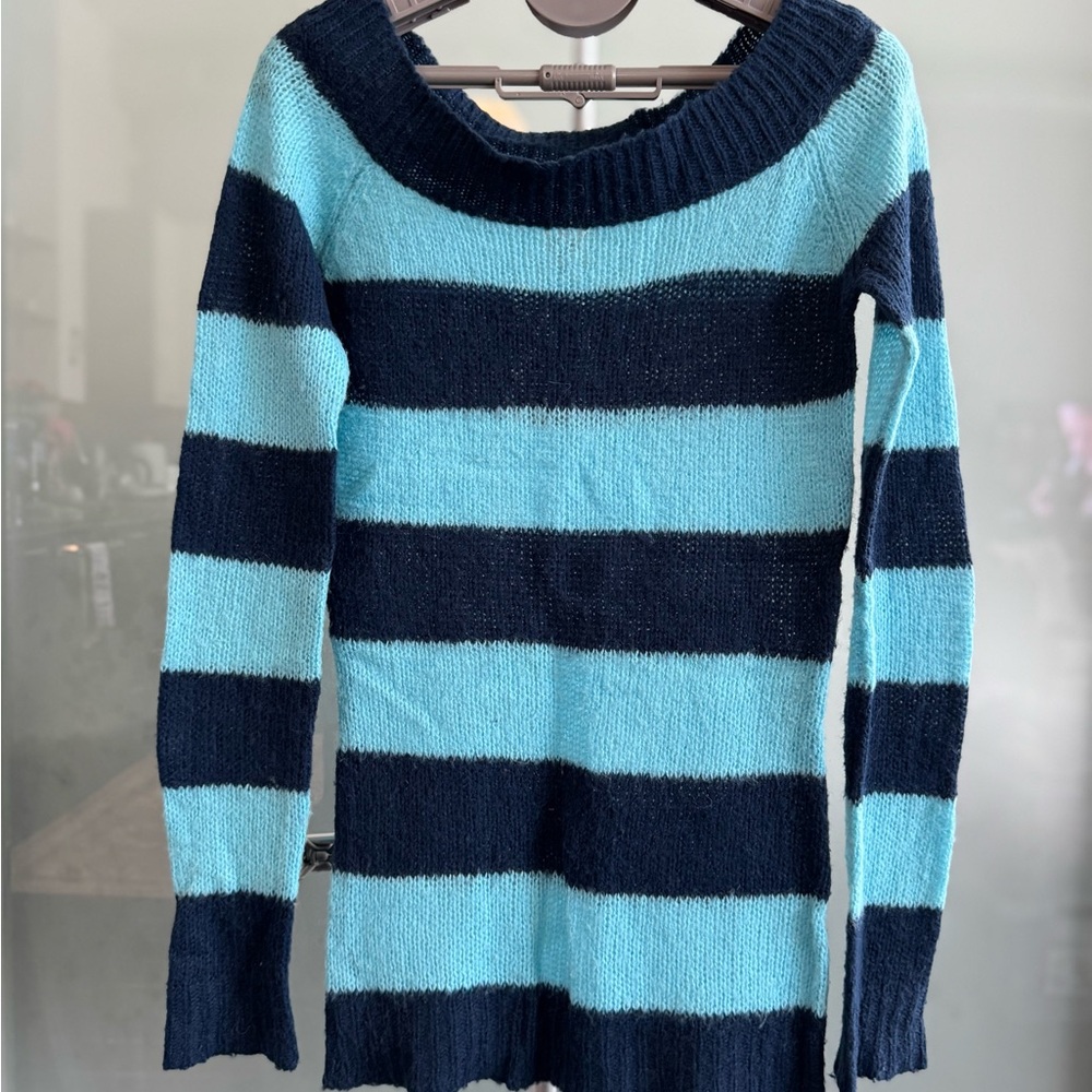 Guess Blue and Black Striped Sweater